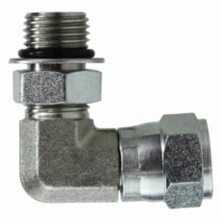 Midland Industries Swivel Nut Elbow, 111612 Nominal, Male ORing Boss x Female 37 deg JIC Flare, 90 deg, 2900 psi 6809NWO1212